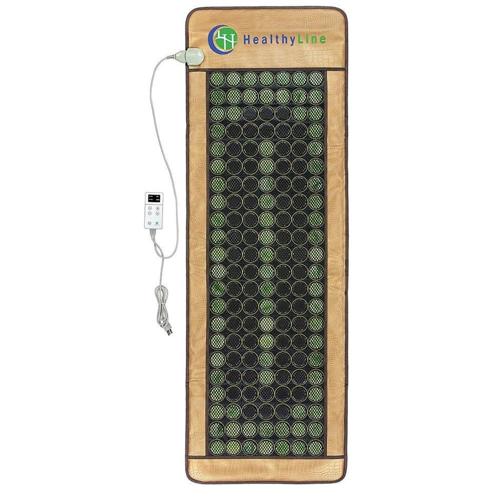 Tan HealthyLine InfraMat Pro® Full Body Wellness Mat with Jade and Tourmaline Stones