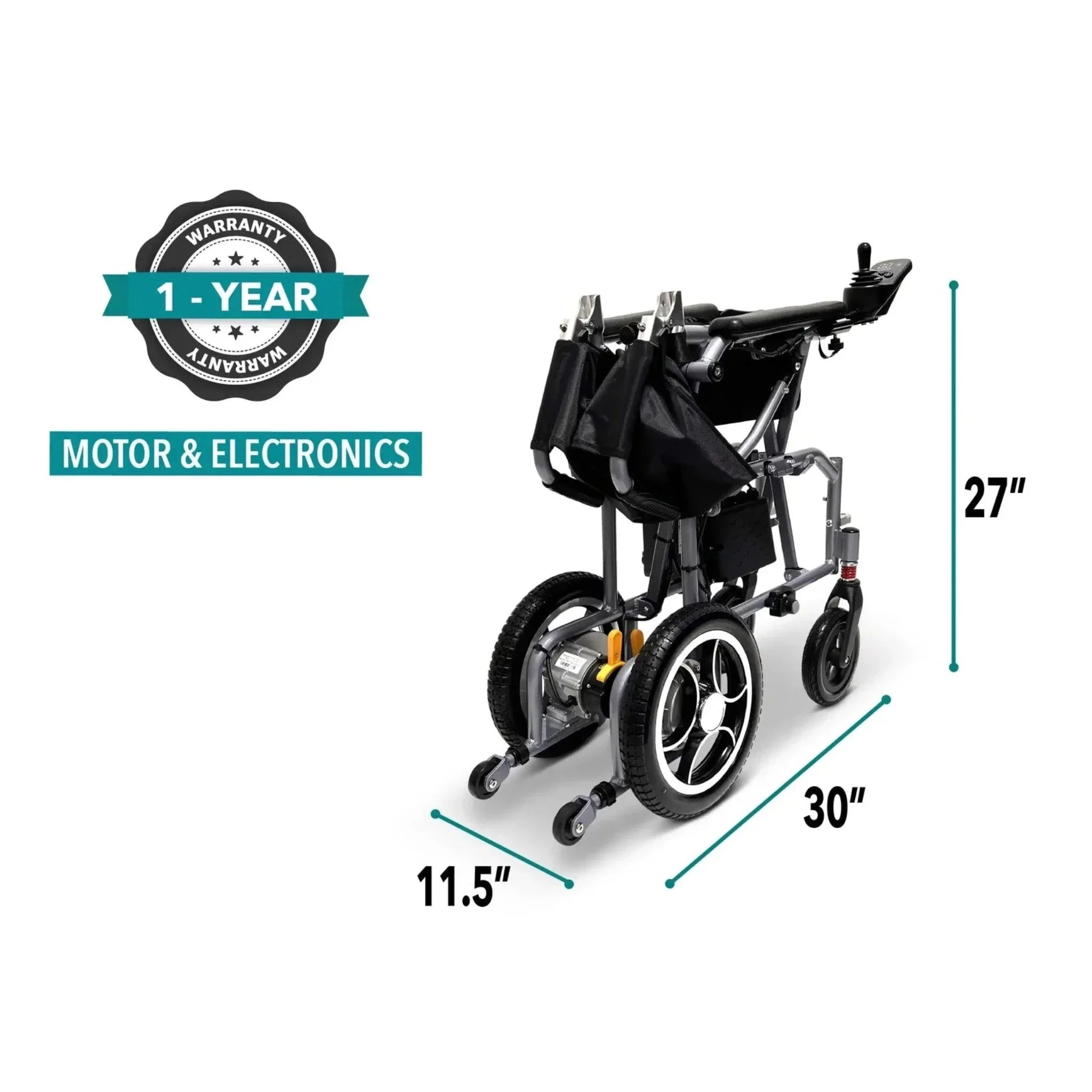 Light Gray ComfyGO X-7 Lightweight Foldable Electric Wheelchair