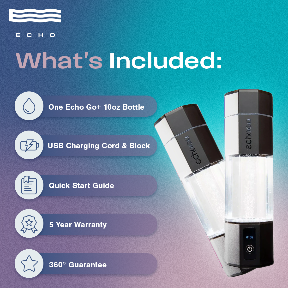 Steel Blue Echo Go+ Hydrogen Water Bottle