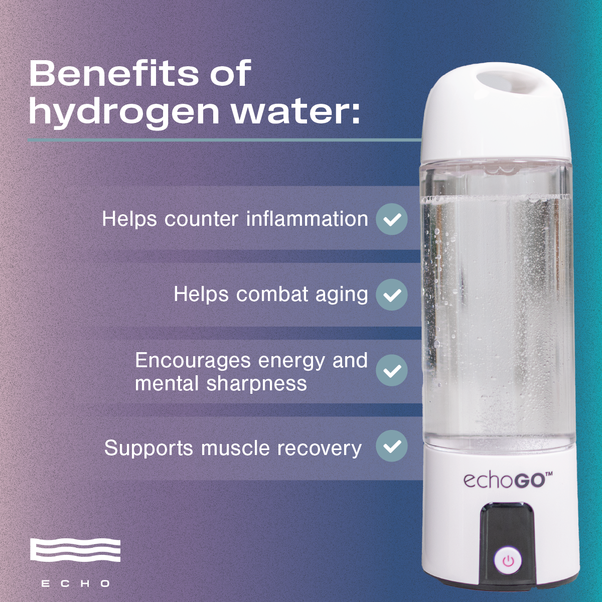 Slate Gray Echo Go Hydrogen Water Bottle