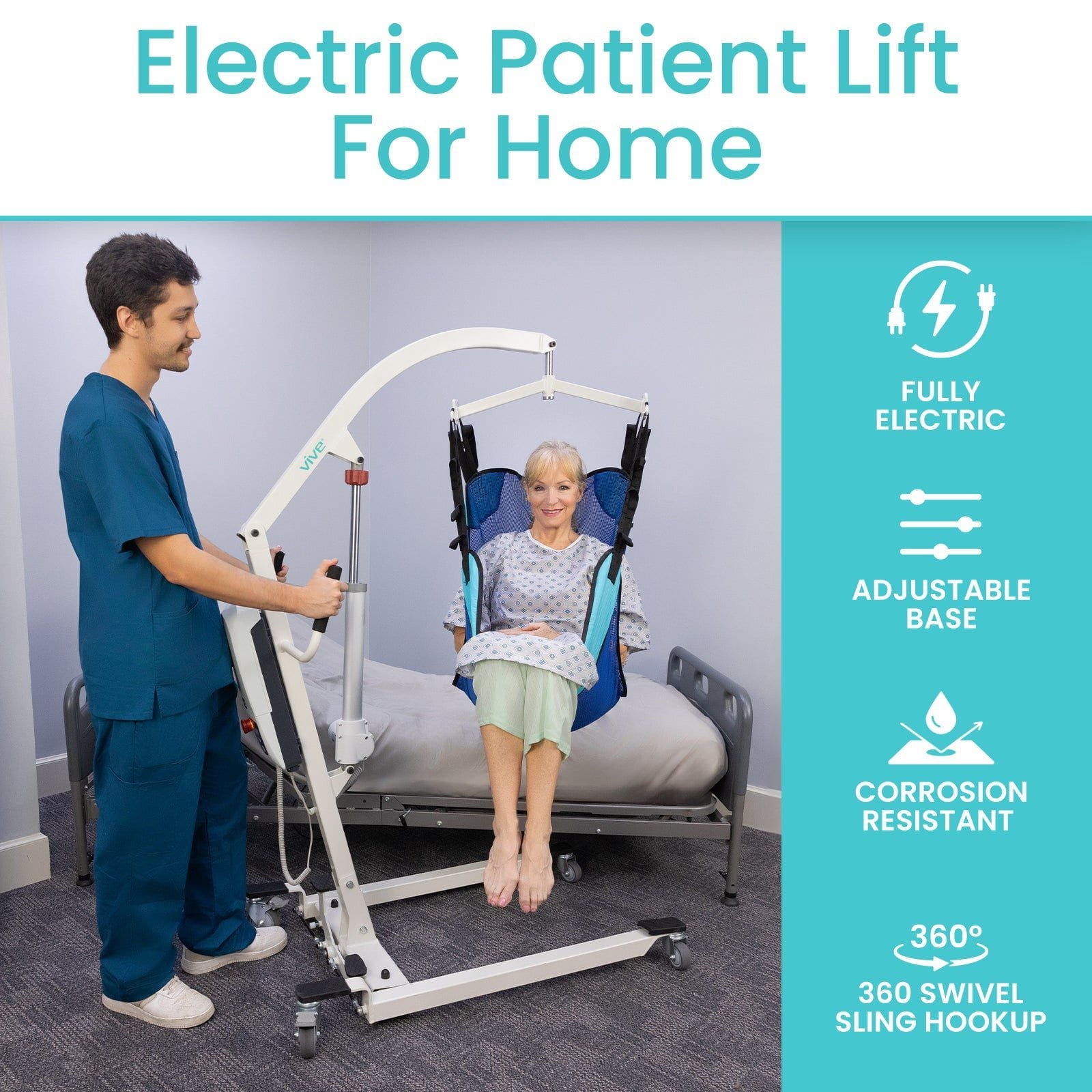 Light Gray Vive Health Electric Patient Lift