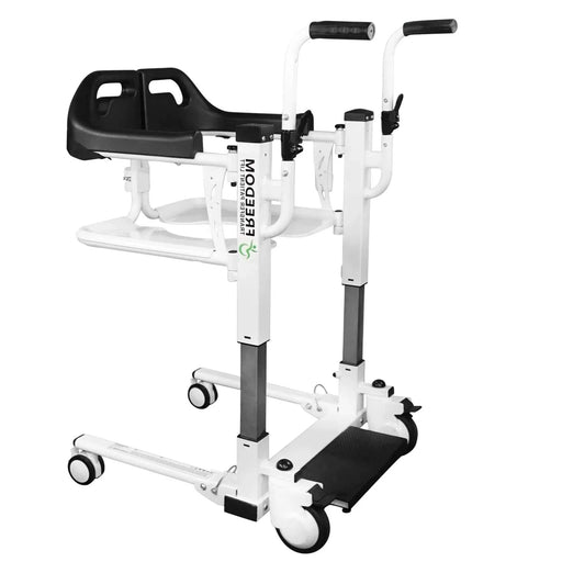 Light Gray Freedom Transfer Patient Lift with Adjustable Seat Height & Commode Pail