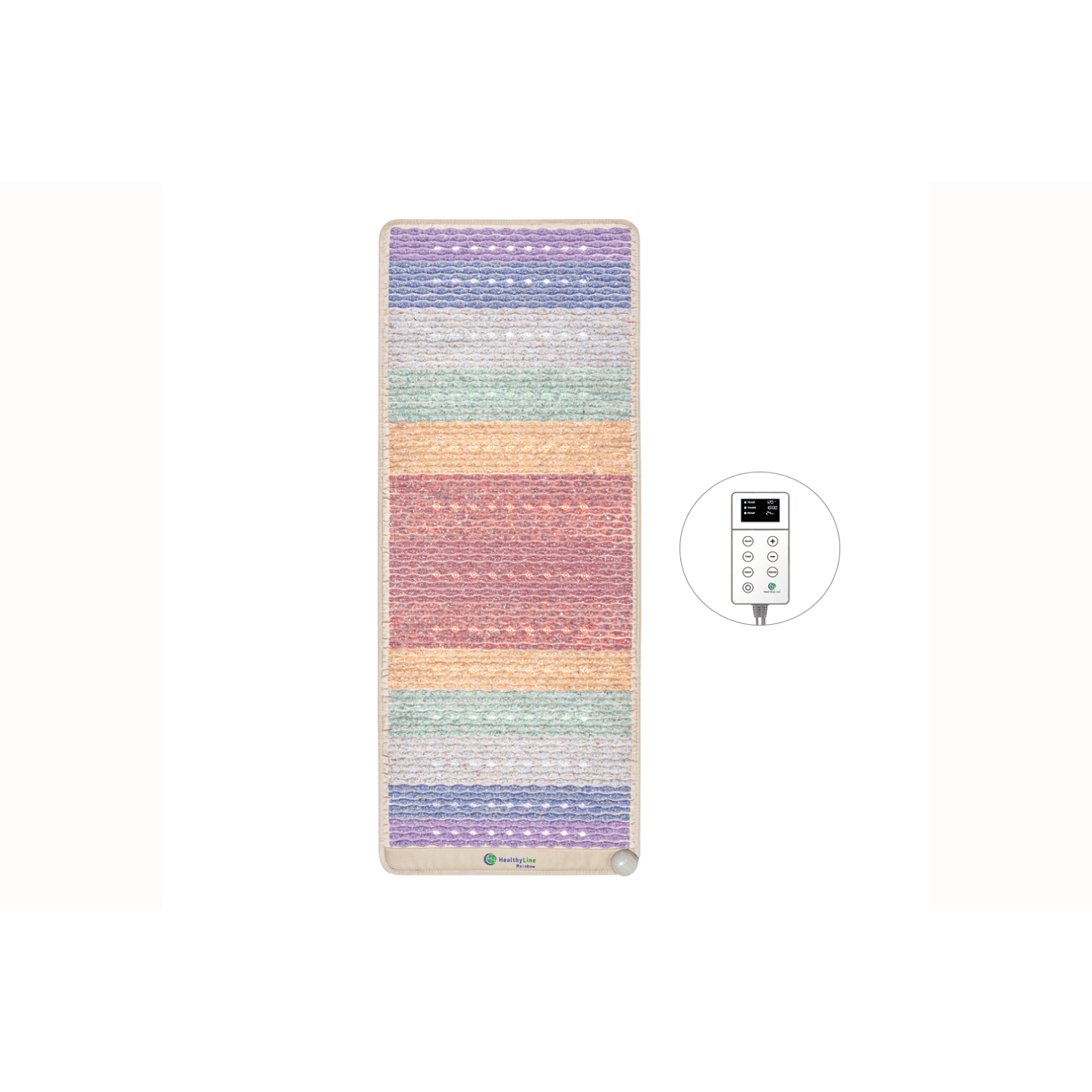 Gray HealthyLine Extra-Large Rainbow Chakra Wellness Mat – Advanced Photon PEMF InfraMat Pro Edition 3.0