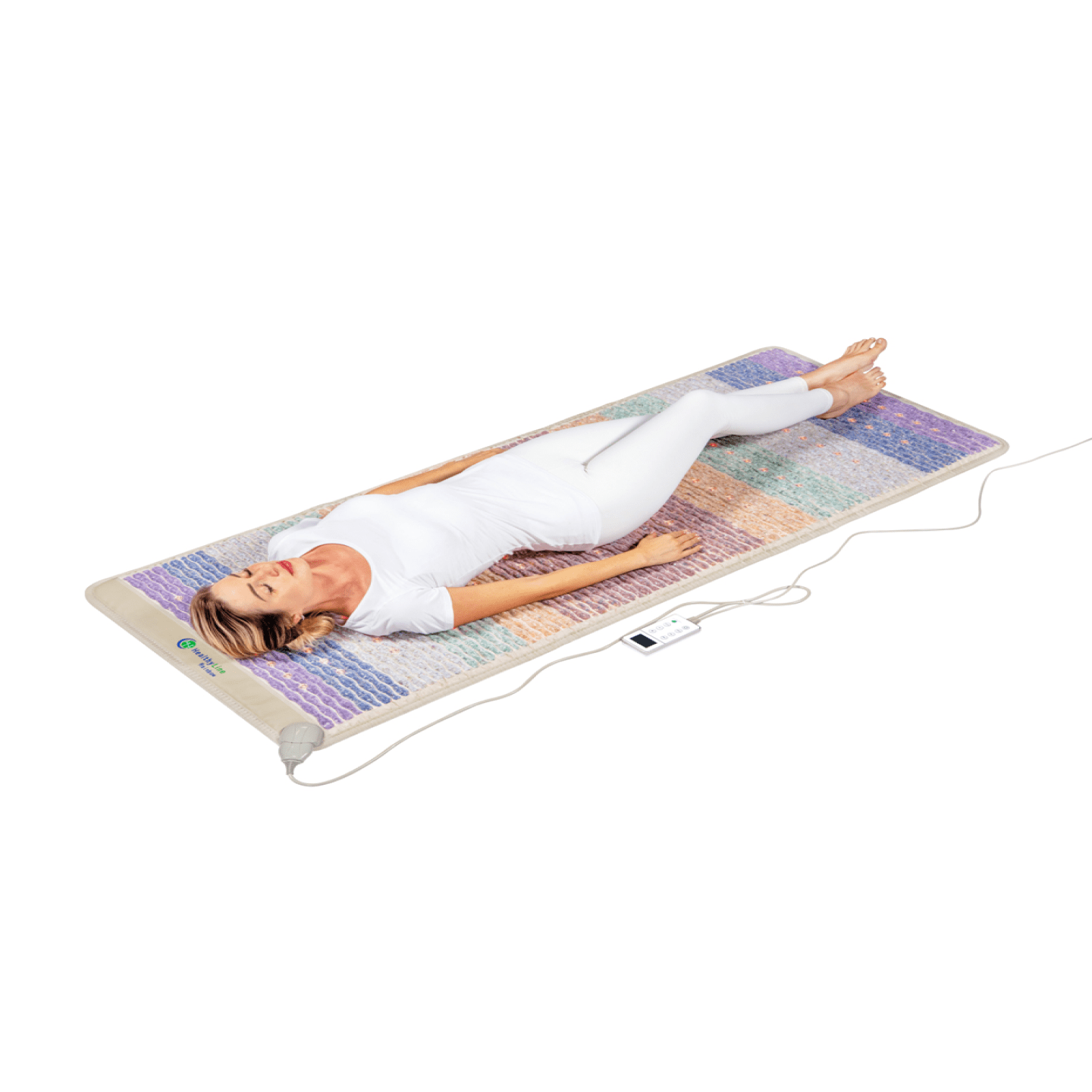 Light Gray HealthyLine Extra-Large Rainbow Chakra Wellness Mat – Advanced Photon PEMF InfraMat Pro Edition 3.0