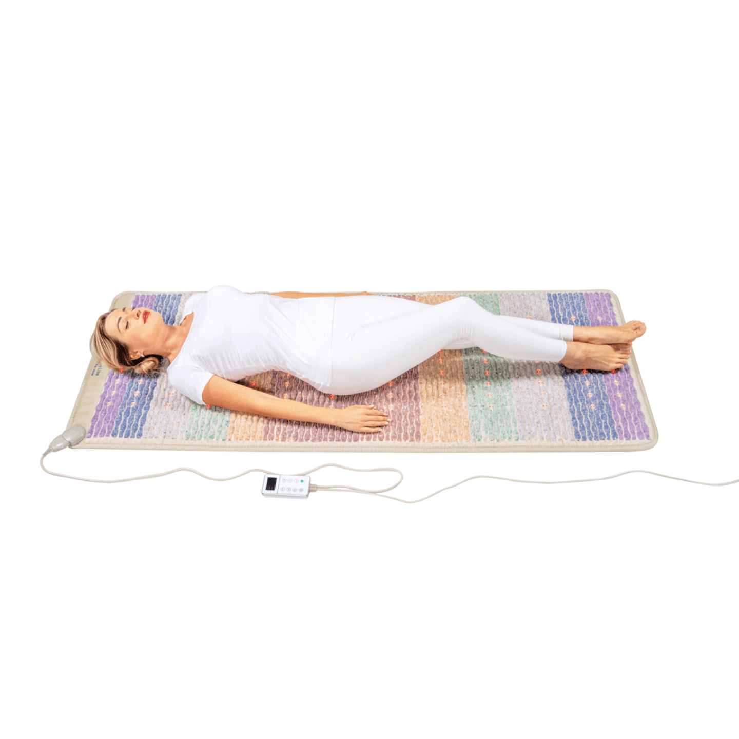 Light Gray HealthyLine Extra-Large Rainbow Chakra Wellness Mat – Advanced Photon PEMF InfraMat Pro Edition 3.0