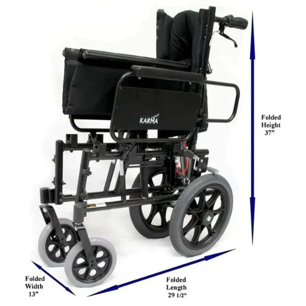 Dark Slate Gray Karman KM-5000-TP Reclining Manual Wheelchair