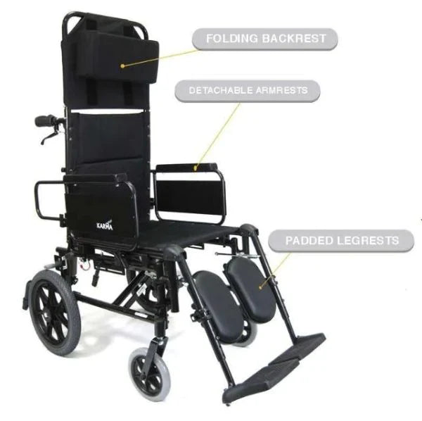 Light Gray Karman KM-5000-TP Reclining Manual Wheelchair