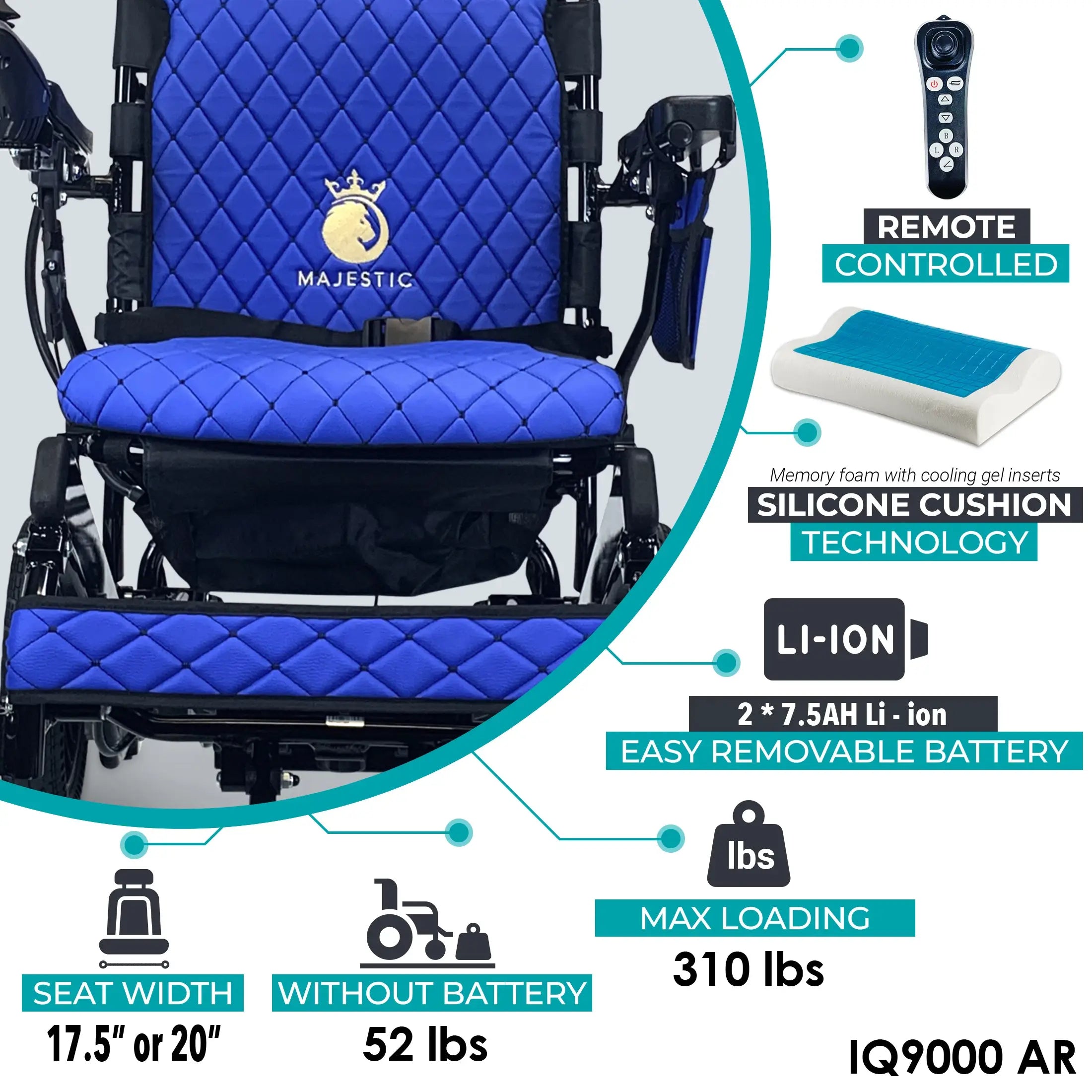Light Gray ComfyGO Majestic IQ-9000 Auto Reclining - Power Wheelchair