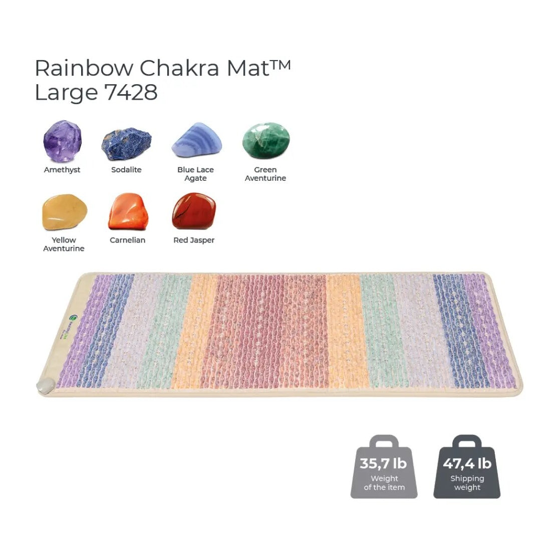 Gray HealthyLine Extra-Large Rainbow Chakra Wellness Mat – Advanced Photon PEMF InfraMat Pro Edition 3.0