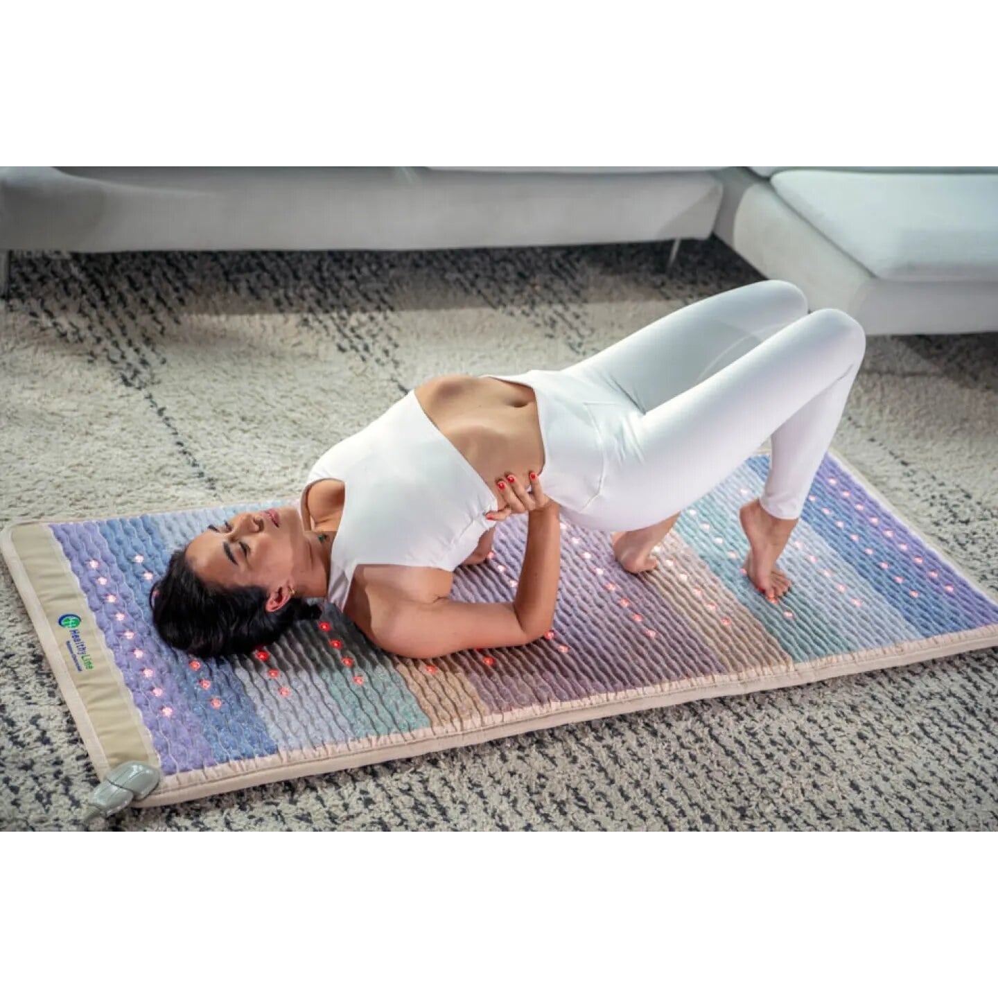 Dark Gray HealthyLine Extra-Large Rainbow Chakra Wellness Mat – Advanced Photon PEMF InfraMat Pro Edition 3.0