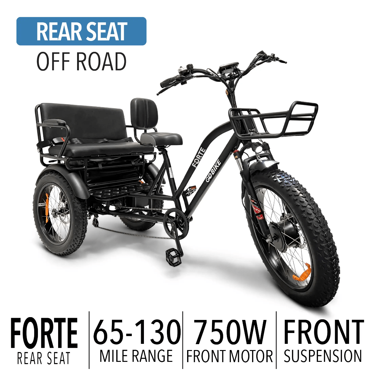 Dark Slate Gray GOBike FORTE Electric Tricycle With Rear Seat