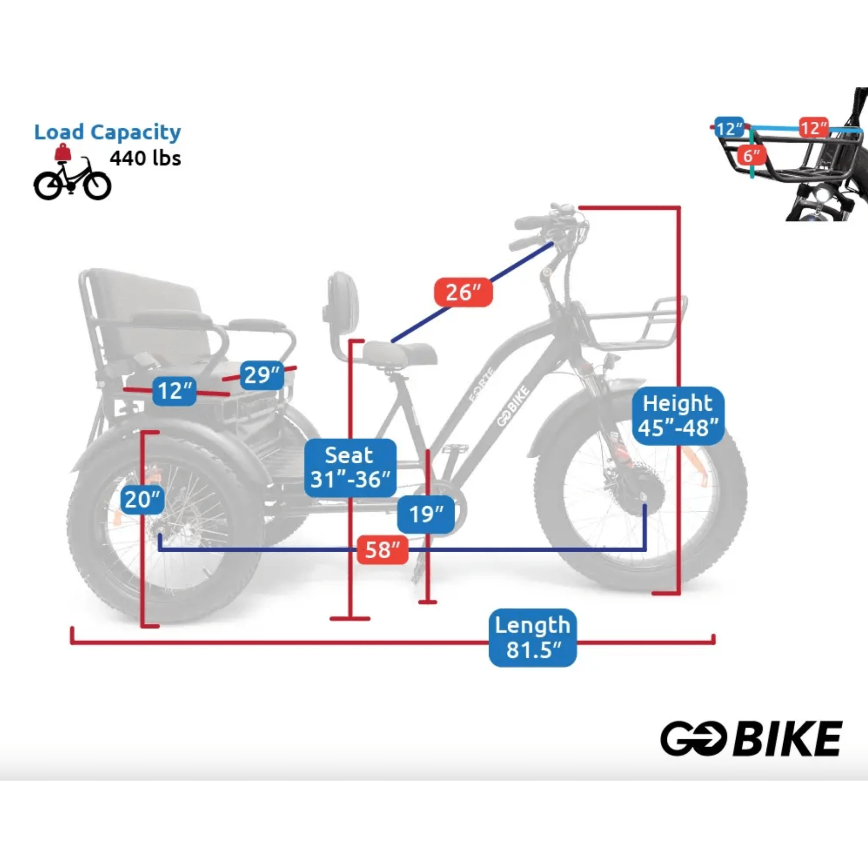 Light Gray GOBike FORTE Electric Tricycle With Rear Seat