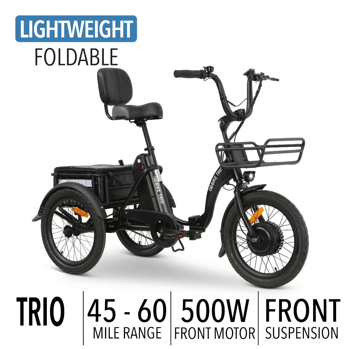 Dark Slate Gray GOBike TRIO Crossover Lightweight Foldable Electric Tricycle