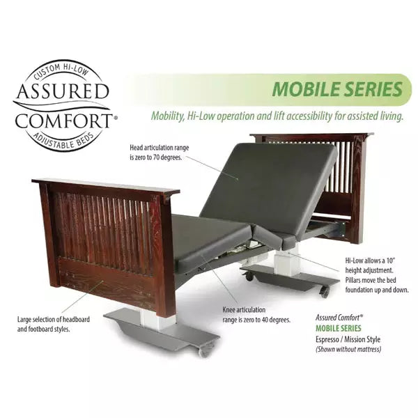 Dark Olive Green Assured Comfort Mobile Series Hi-Low Adjustable Bed