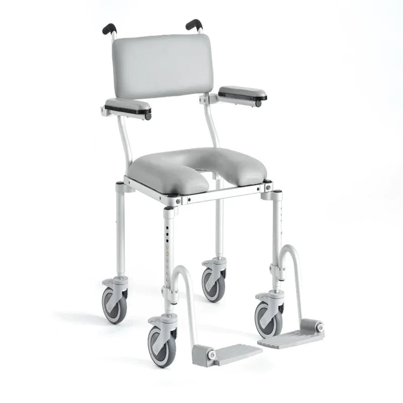 Light Gray Nuprodx MC4000 Roll-In Transport Shower Commode Chair