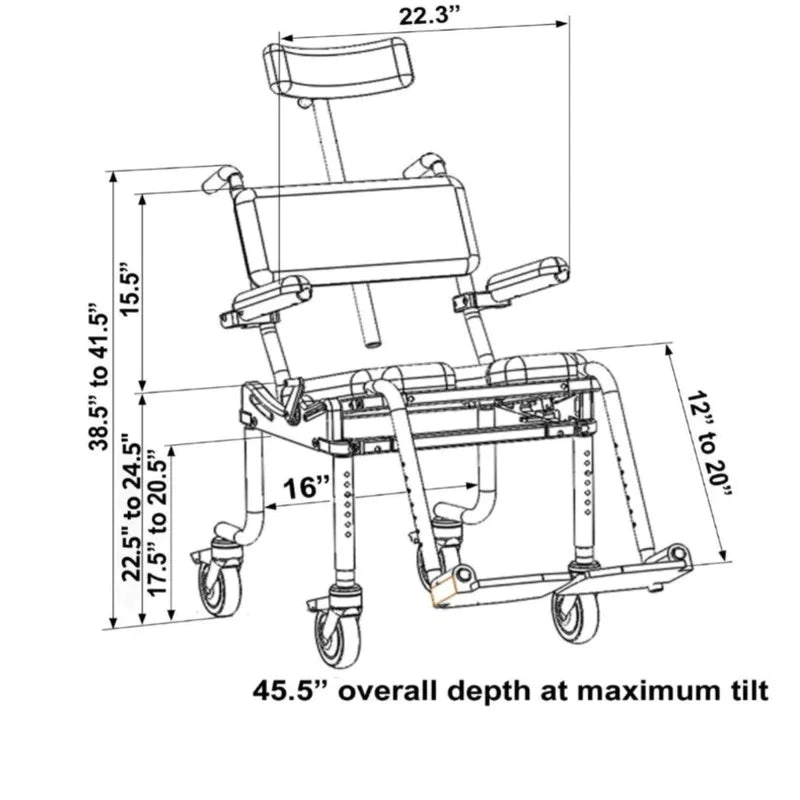 Light Gray Nuprodx MC4000Tilt Shower Commode Chair With Tilt-In-Space