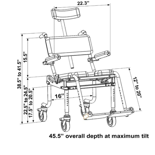 Light Gray Nuprodx MC4000TiltPED Pediatric Shower Commode Chair With Tilt-In-Space