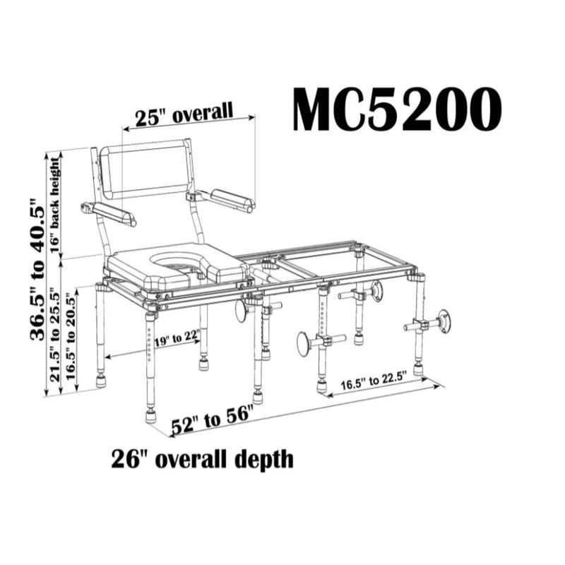 Light Gray Nuprodx MC5200 All-In-One Wide Stationary Tub Transfer Bench