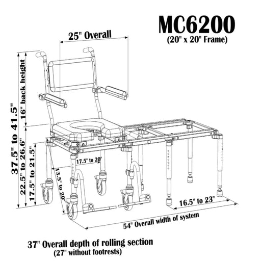 Light Gray Nuprodx MC6200 Rolling Mobility Chair With Tub Transfer