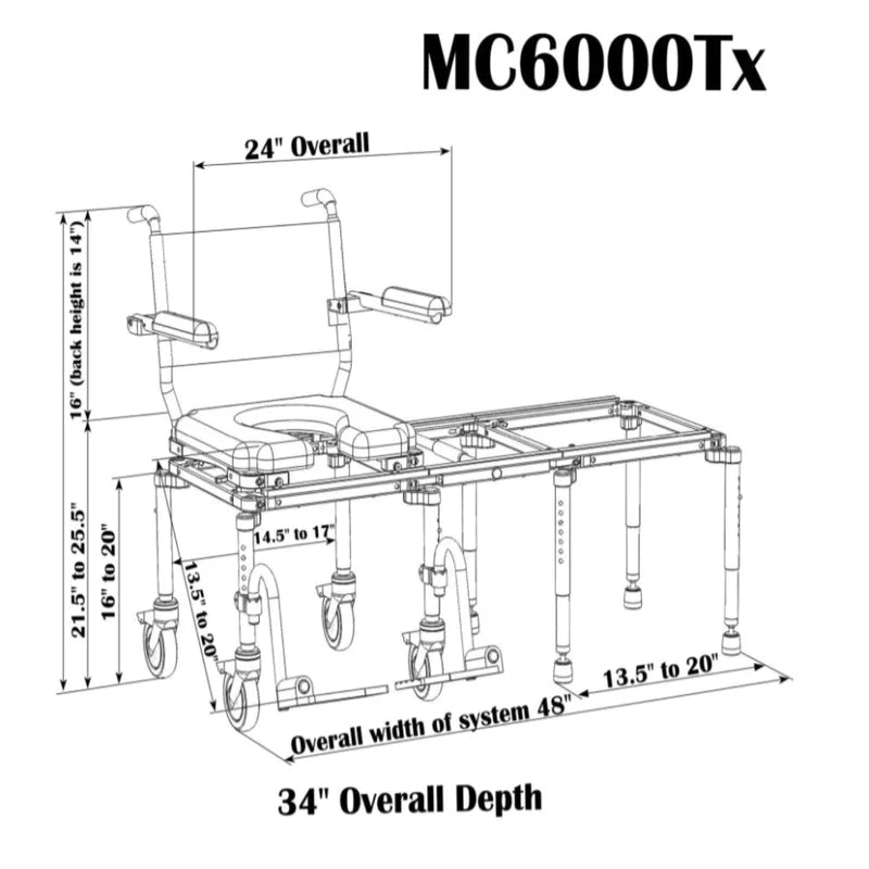 Light Gray Nuprodx MC6000TX Travel Commode Chair And Tub Access Slider