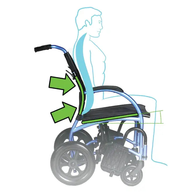 Light Slate Gray Strongback Excursion 12 Folding Transport Wheelchair