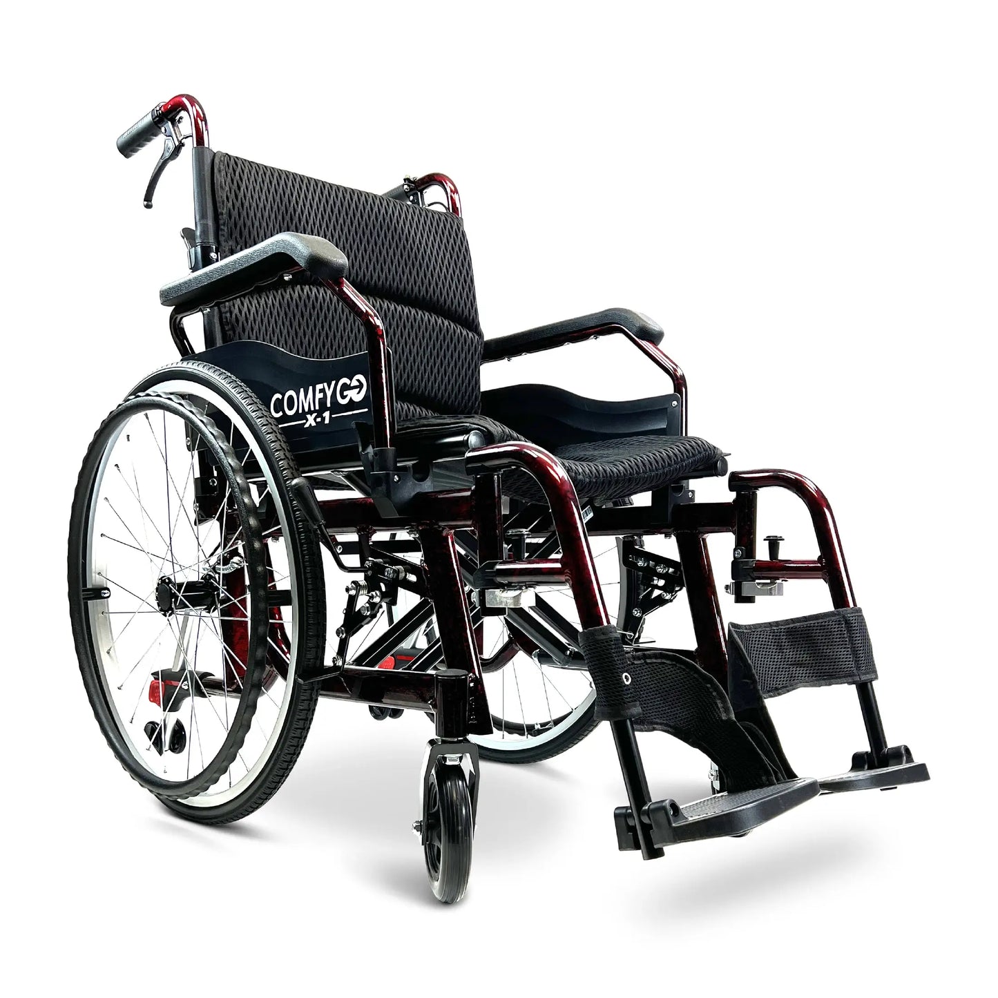 Light Gray ComfyGO X-1 Lightweight Manual Wheelchair With Quick-Detach Wheels