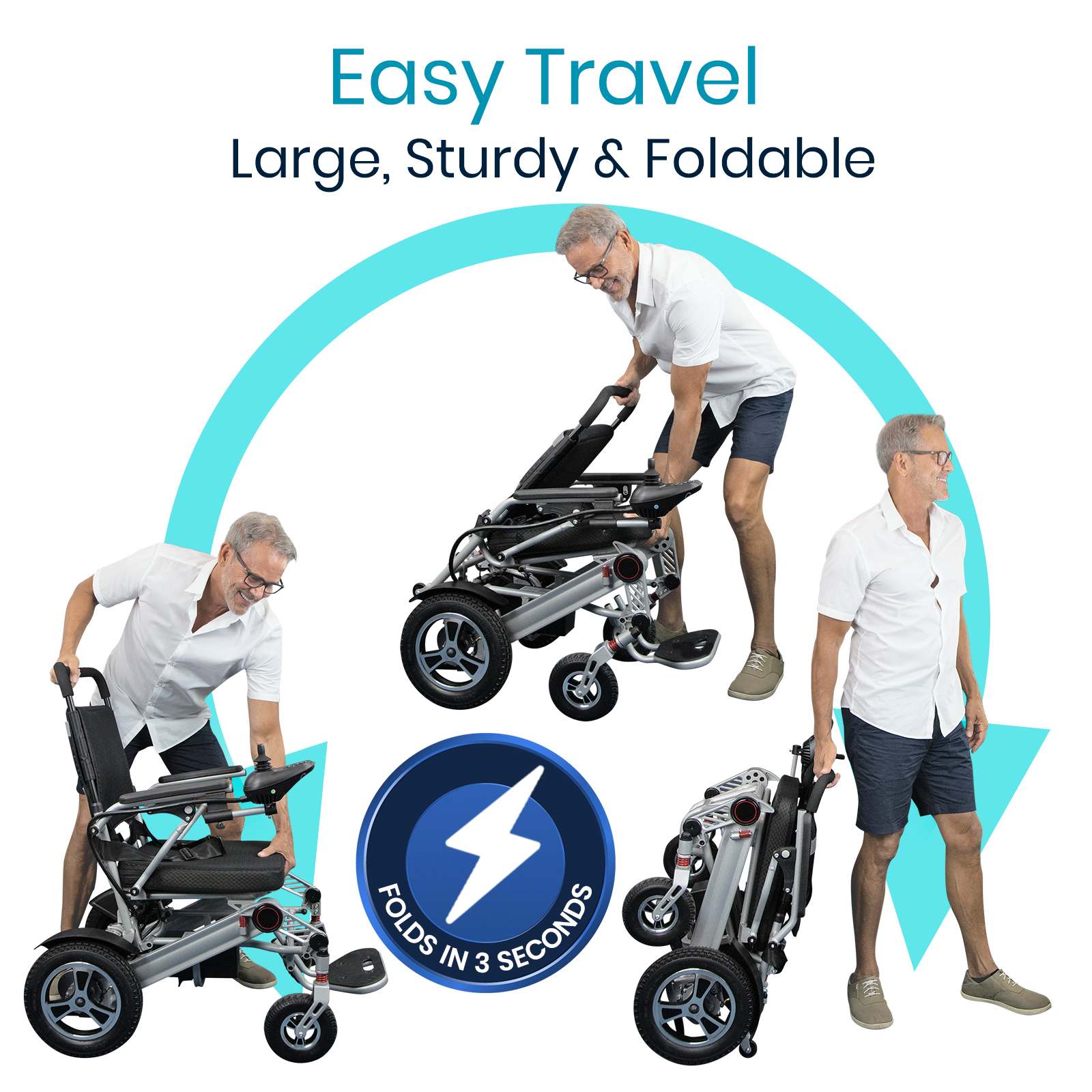 Light Gray Vive Health Foldable Power Wheelchair
