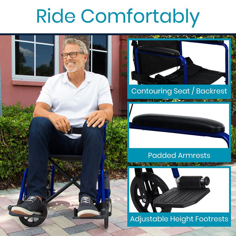 Dark Slate Gray Vive Health Transport Wheelchair