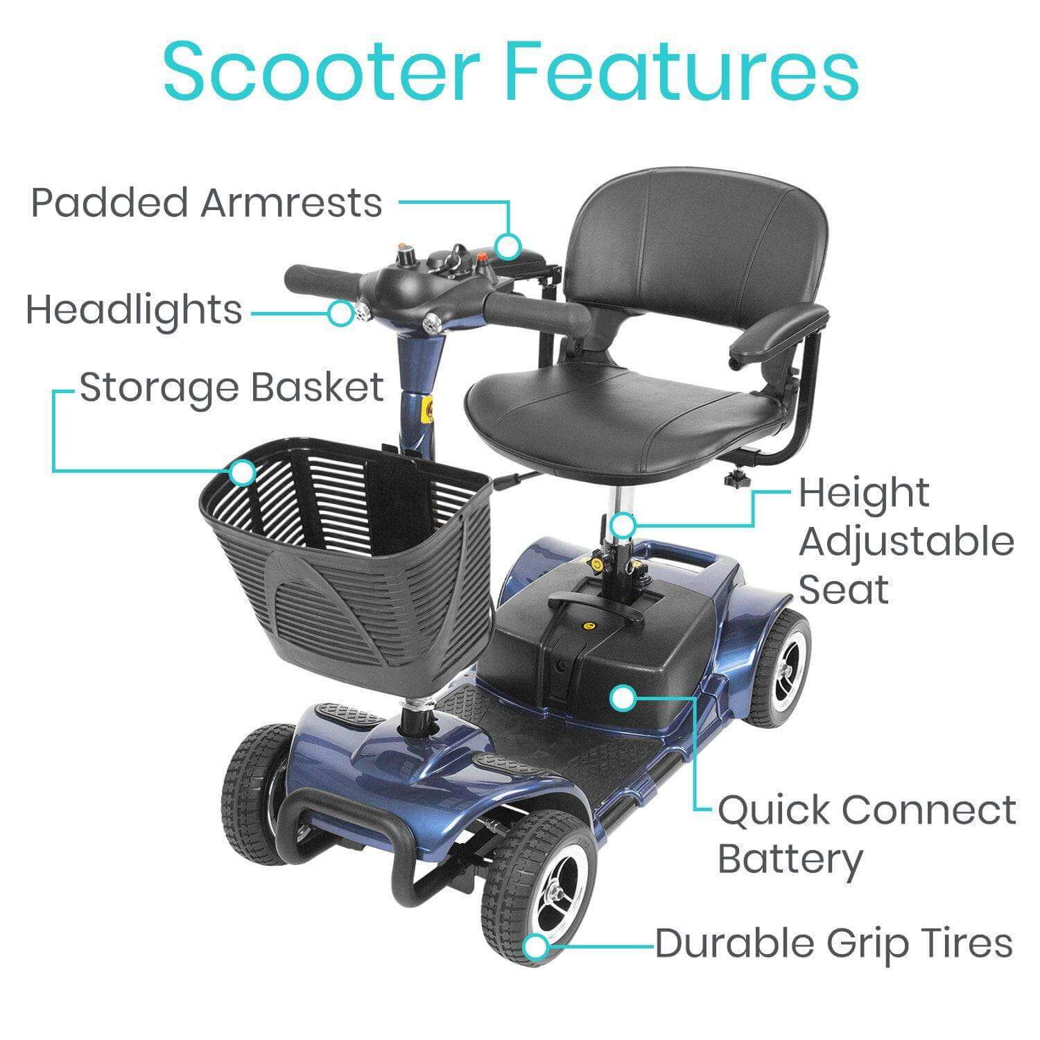 Dark Slate Gray Vive Health 4 Wheel Mobility Scooter