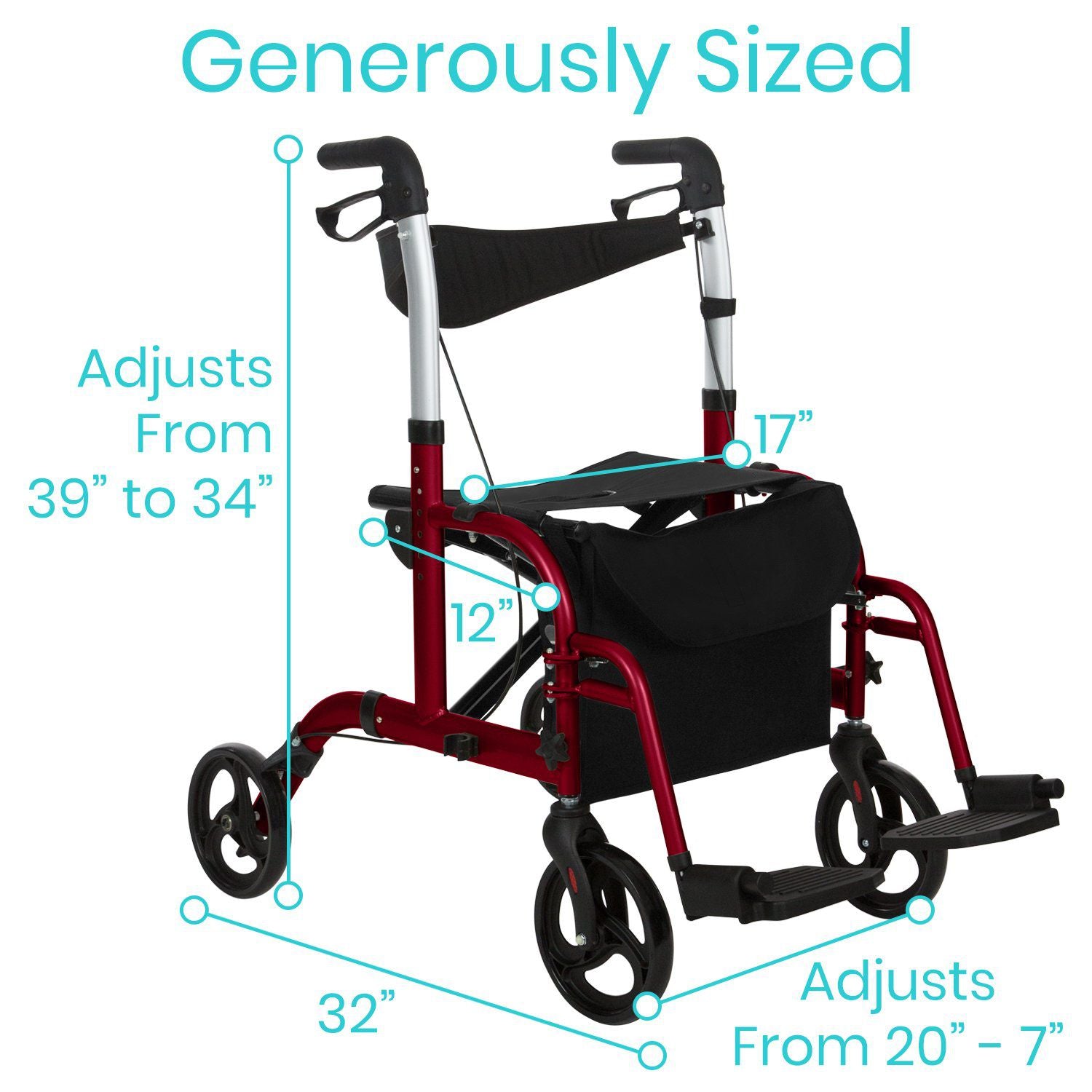 White Smoke Vive Health Wheelchair Rollator